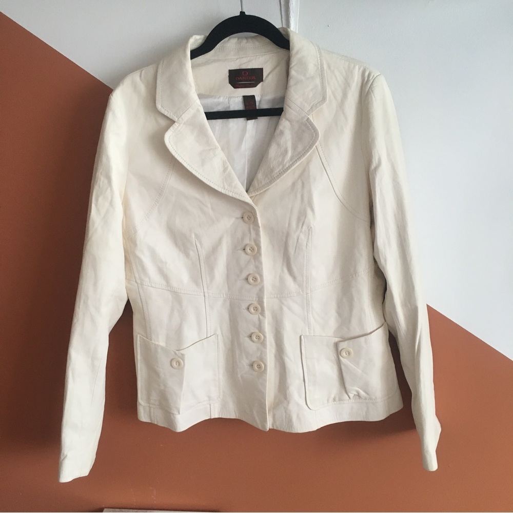 Vintage Danier Leather Cream Color Winter White Blazer Style